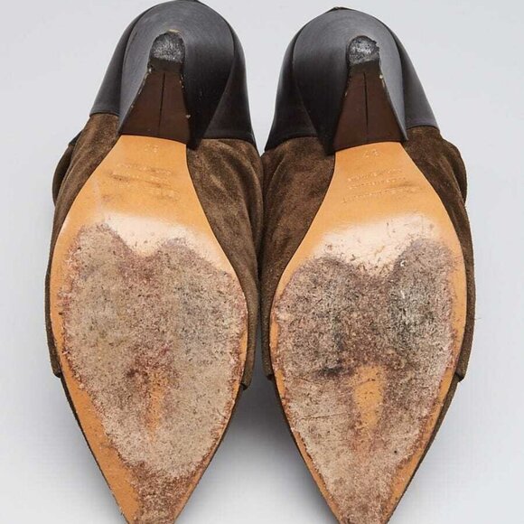 Isabel Marant Khaki Suede and Leather Andrew Ankle Boots Size 6.5/37 - Picture 2 of 5